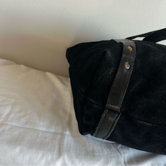 PATRICIA NASH Black Suede Benvenuto Cava XL Tote Shoulder Bag Rivets Travel - Picture 10 of 11